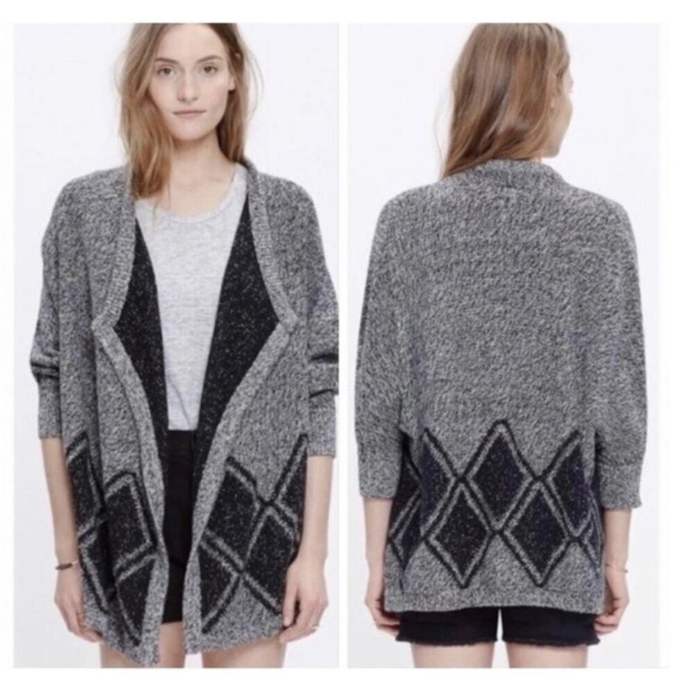 Madewell All Angles Open Front Sweater Gray Drapey Oversized Boho Size M/L